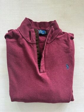Polo by Ralph Lauren Burgundy 1/4 Zip Sweatshirt with Navy Label